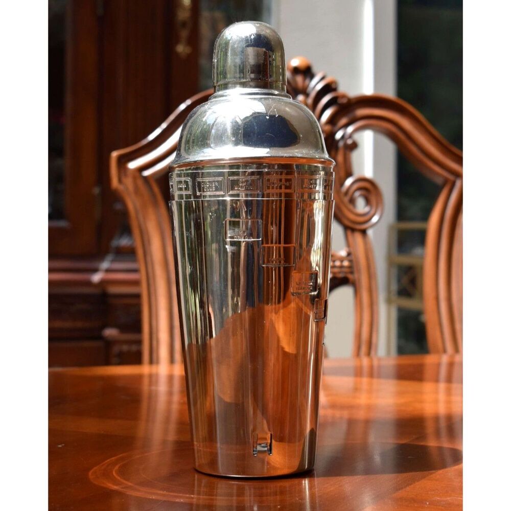 Art Deco Attr Napier Dial-A-Drink Silverplate Cocktail Shaker Recipe Dial